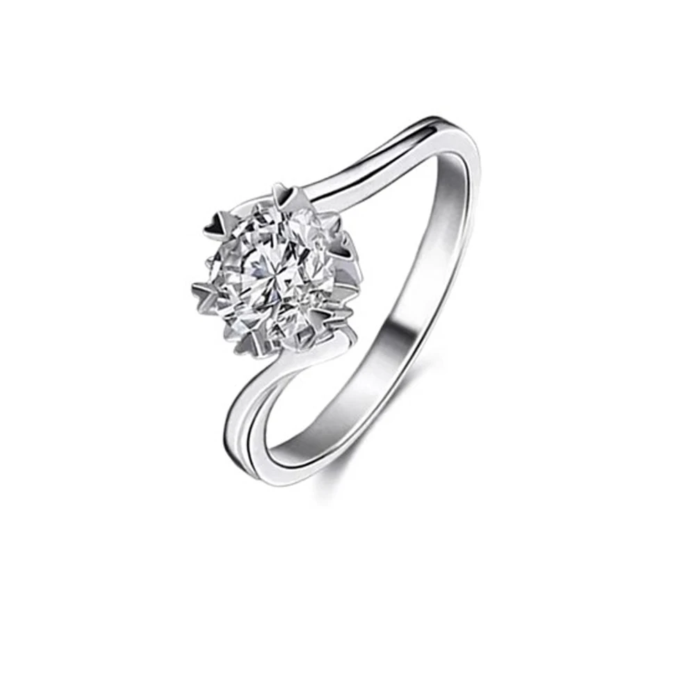 

kelameimeng cultivate Lab Diamond ring snowflake Twisted arm Six claws fashion 1 carat Platinum 950 ring women female ring