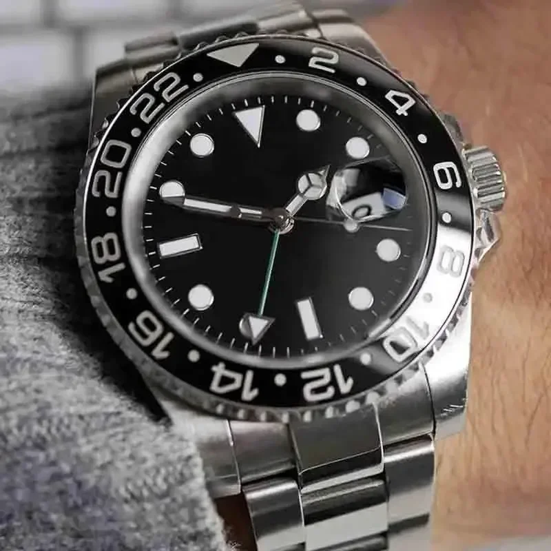 904L ساعة ميكانيكية للرجال الغواصة الأخضر/الأسود السيراميك الصلب اليابان حركة أفضل إصدار الرقم التسلسلي يخت