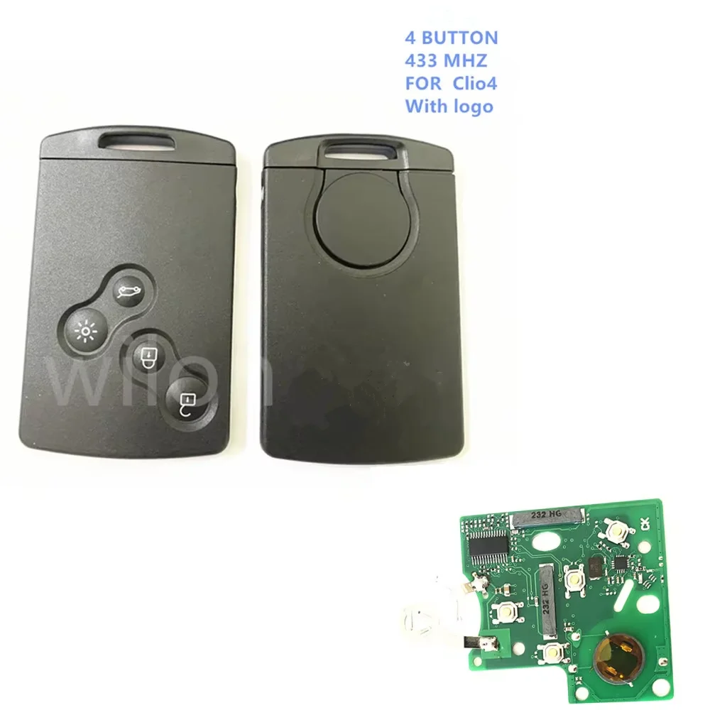 

1/2/5 шт. без логотипа, 4-кнопочный автомобильный ключ, смарт-карта без ключа, 433 МГц, чип pcf7945 4A для Renault Clio IV clio4 Captur key 2009-2017