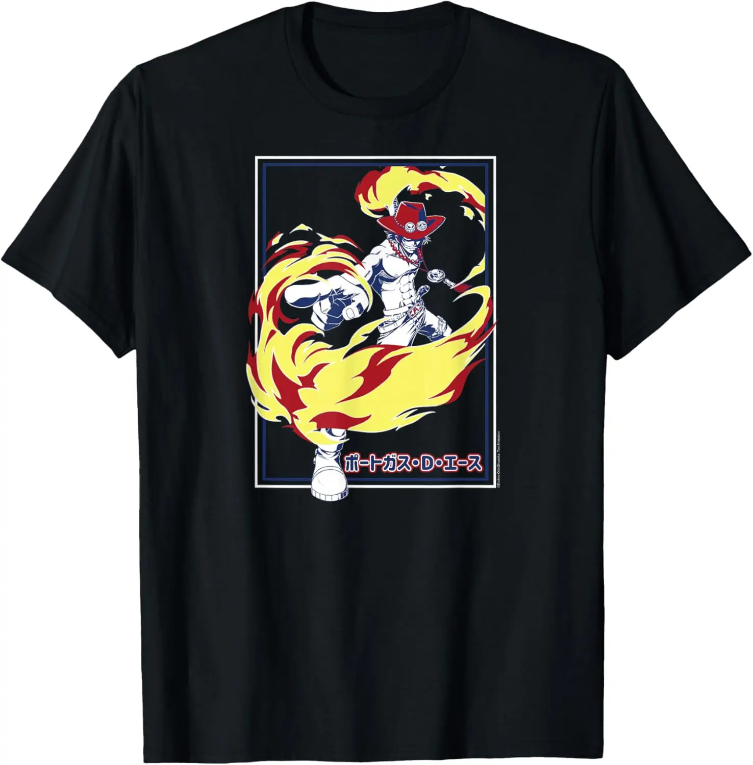 One Piece Anime Fire Fist Ace Frame T-Shirt S-6XL