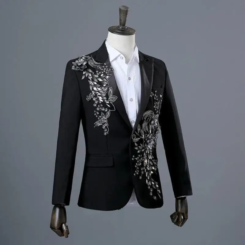 

Casual Men's 2-Piece Suit Set Thi Special Wide Youth Faion Spring Seven-Quarter Sve Double-Cut Ba Pure Color