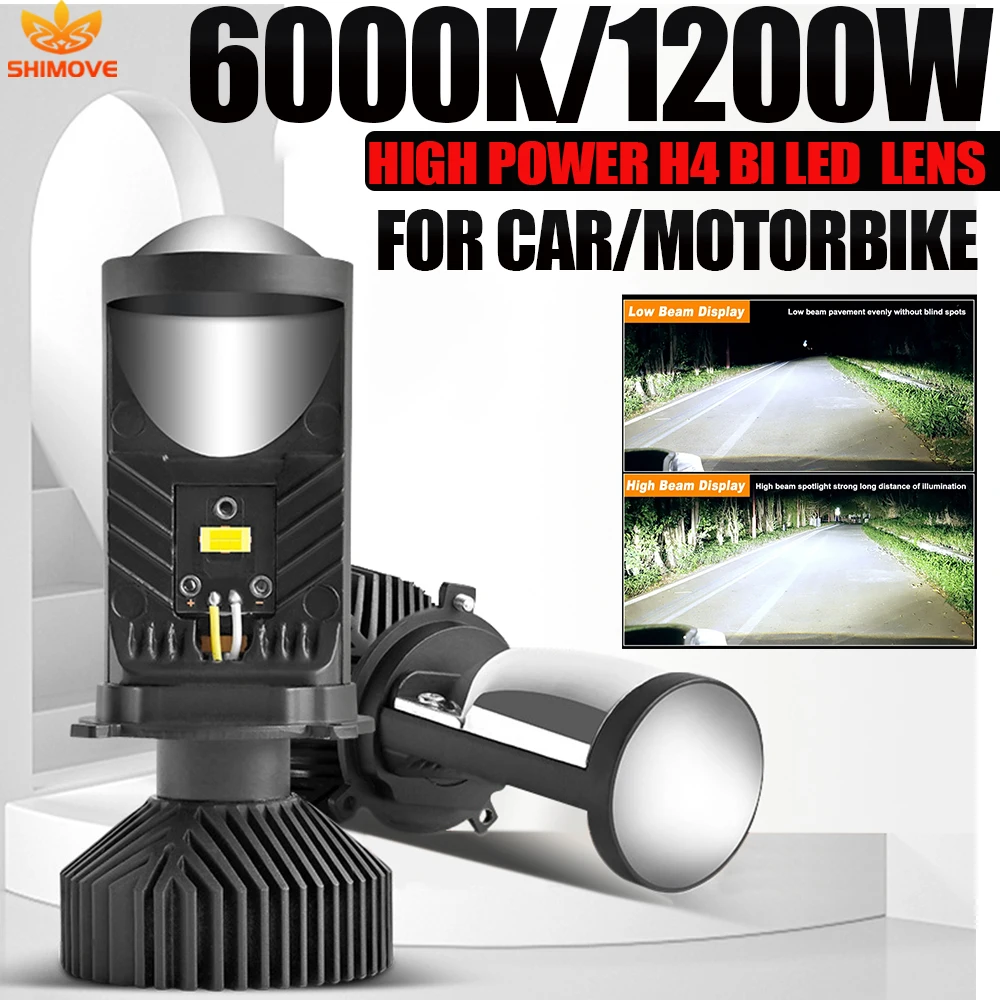H4 Led Projector Headlights Bi Laser Lenses Mini Headlamps Auto Lights Motorcycle Car Vehicles High Power Bulbs Scanners CANBUS