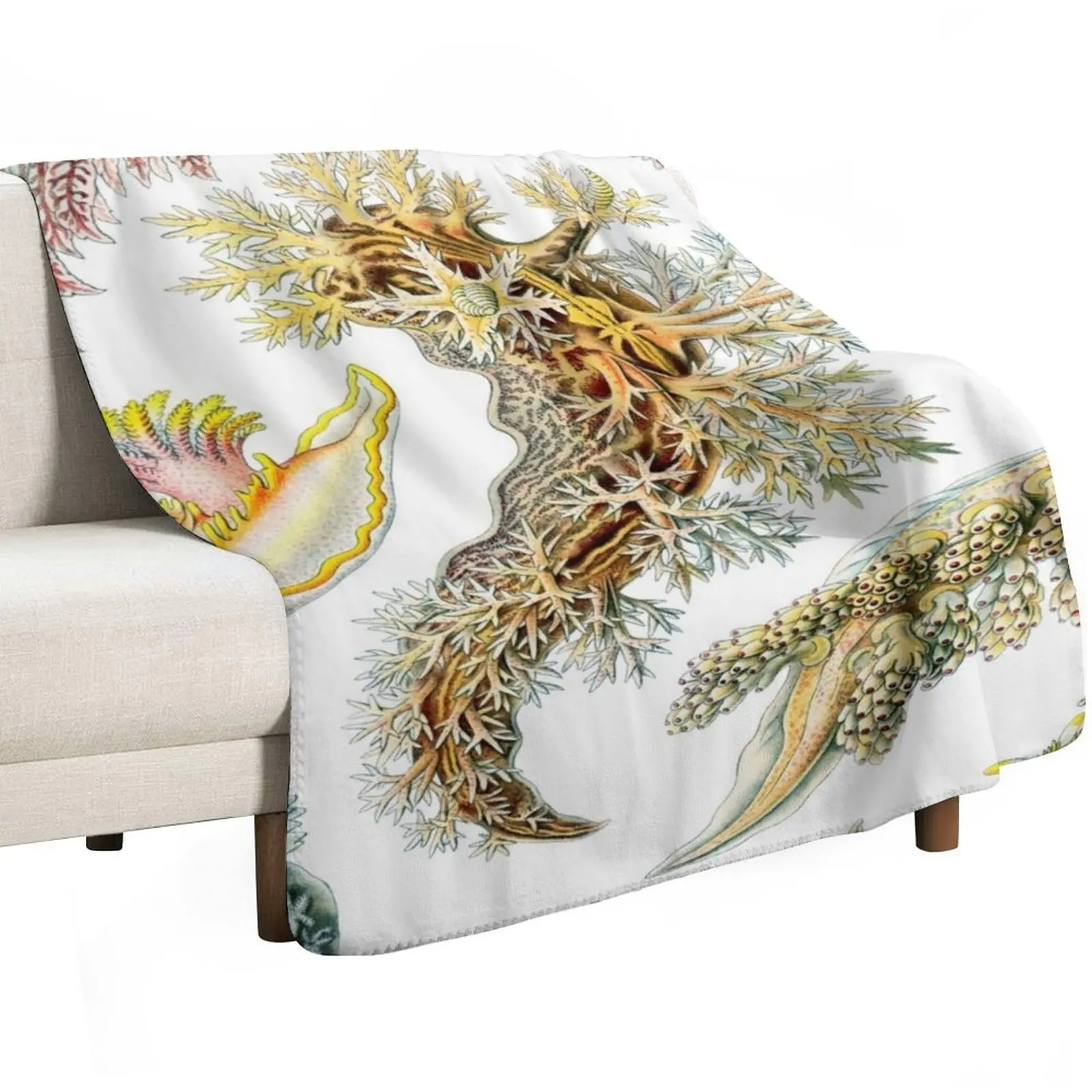 Haeckel Nudibranchia Drawing Throw Blanket Soft Plush Plaid Large Luxury Throw Flannel Single Bed linens Blankets
