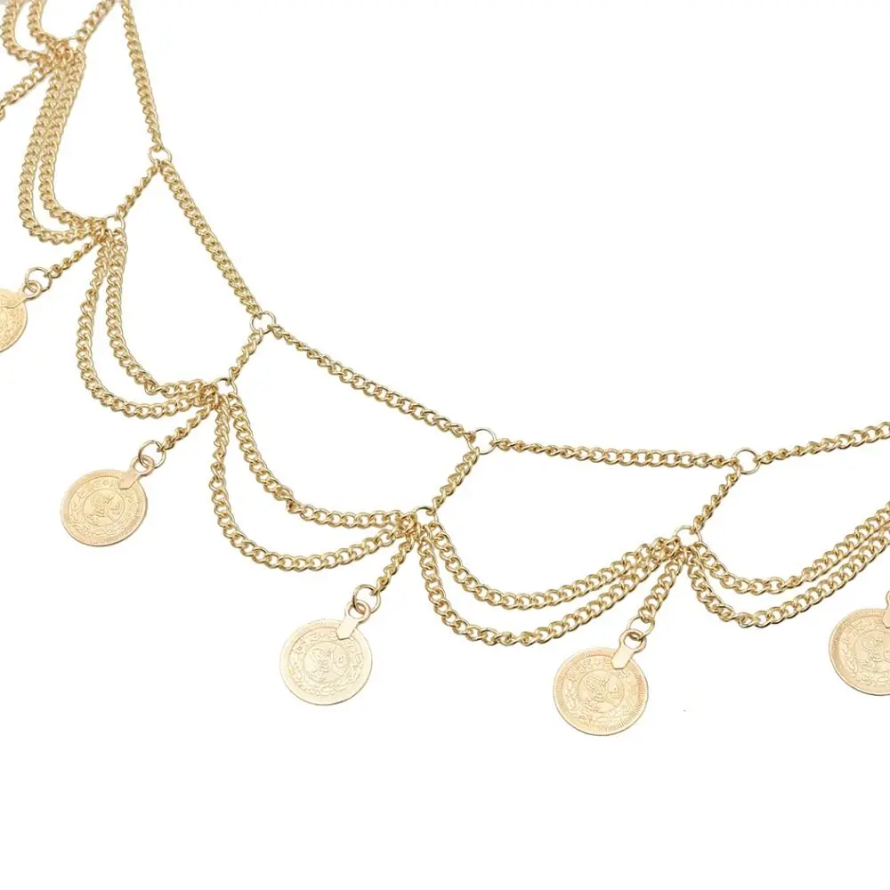Vintage Coin Pendant Metal Body Chain Jewelry Belt Tassel Waist Chain Bohemian Style Waist Jewelry Belly Dance Body Chain Beach