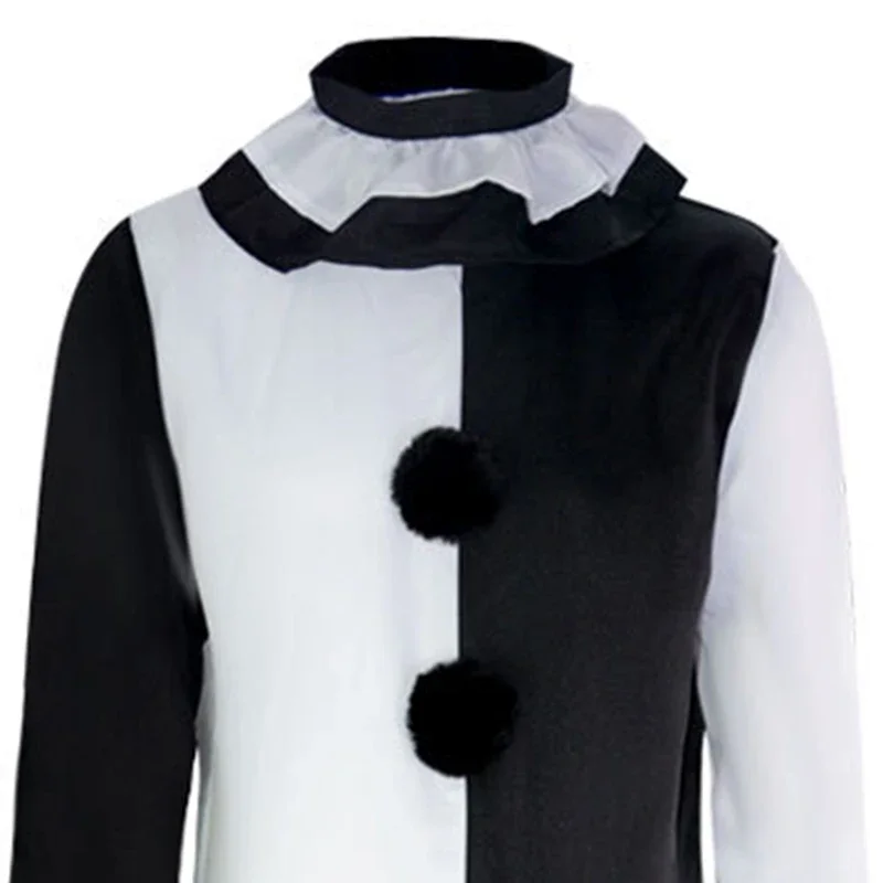 Disfraz de Halloween para hombre, traje de Cosplay de fiesta de terror, Mono Blanco y Negro, ropa de juego de rol, accesorios