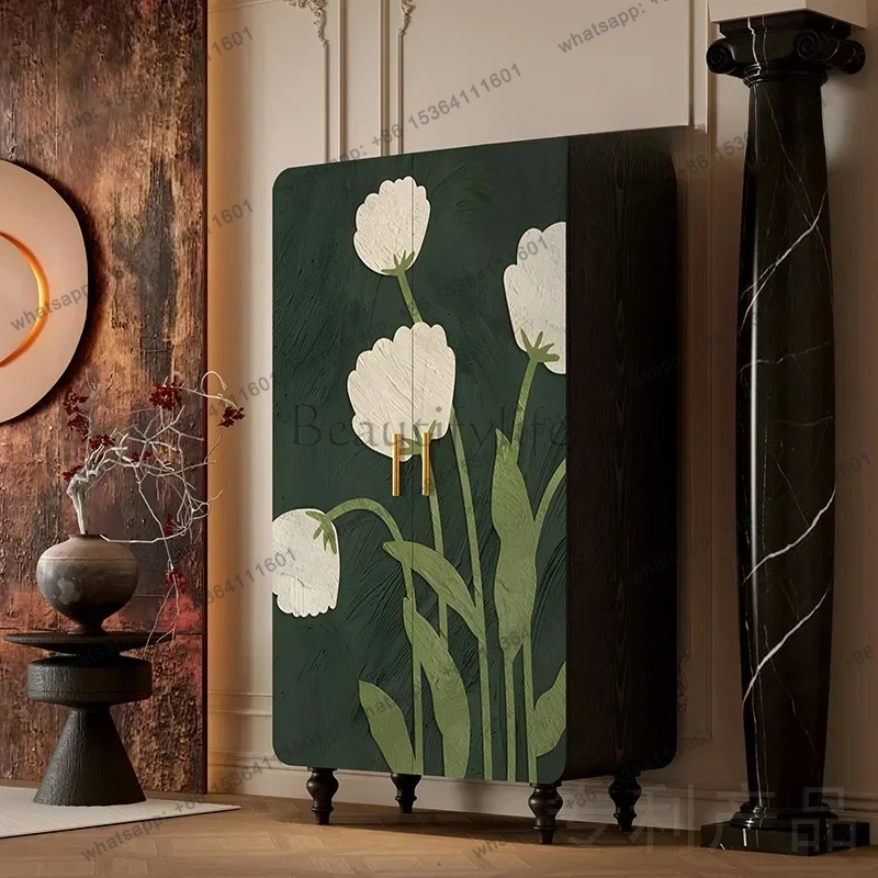 

yj32 French cream style flower solid wood wardrobe bedroom free installation wardrobe storage cabinet household