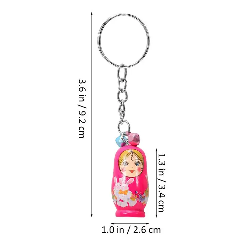 24 Pcs Russian Nesting Dolls Keychains with Small Bells Russian Dolls Pendants Key Rings Creative Keychains Charm Decors