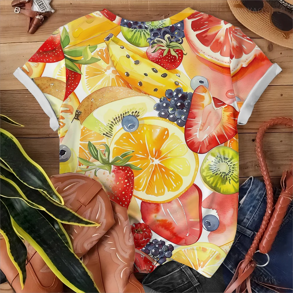 Taglie forti 1XL-5XL Top larghi da donna T-shirt tascabile a maniche corte con scollo a V casual da donna Primavera ed estate Nuovo stile