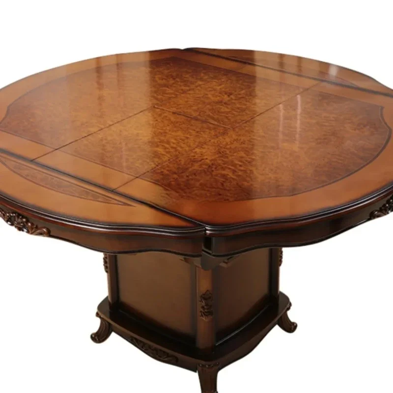 Retractable Solid Wood Dining Table round Size Variable Folding Pure Solid Wood round Table Assembly