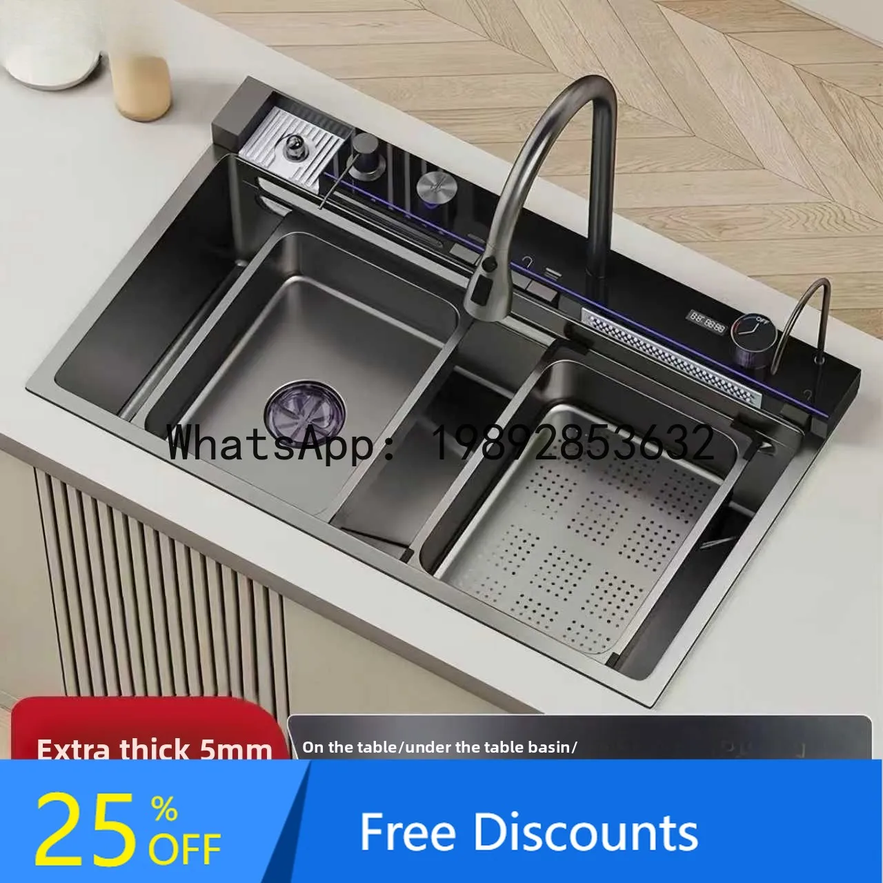 

CZ Household Thickened 5.0 Kitchen Single Sink 304 Stainless Steel Kitchen Dishwashing Sink