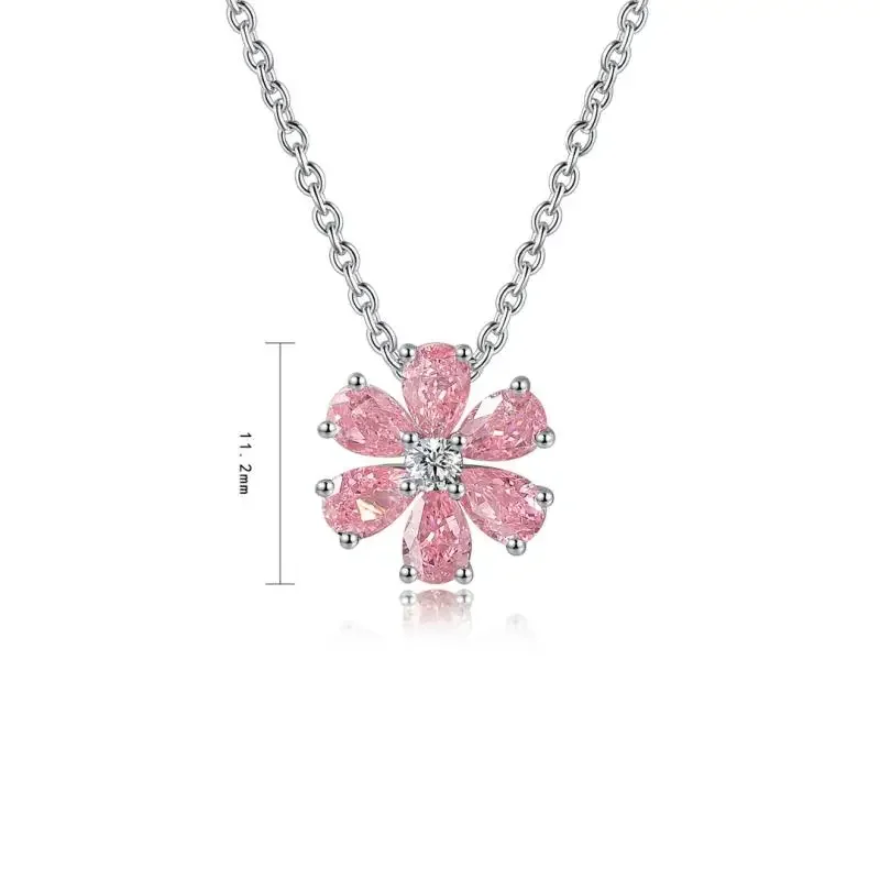 RUIF 2024 Hot Sale S925 Silver Necklace with Main Stone Pink Zircon – Perfect Gift for Women