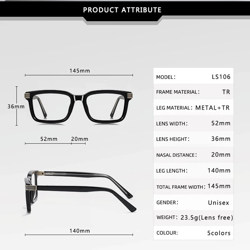 VCKA Anti Blue Light Men Women Glasses Thickened Frame Myopia Reading Progressive Square Optics Prescription Discolor Eyewear