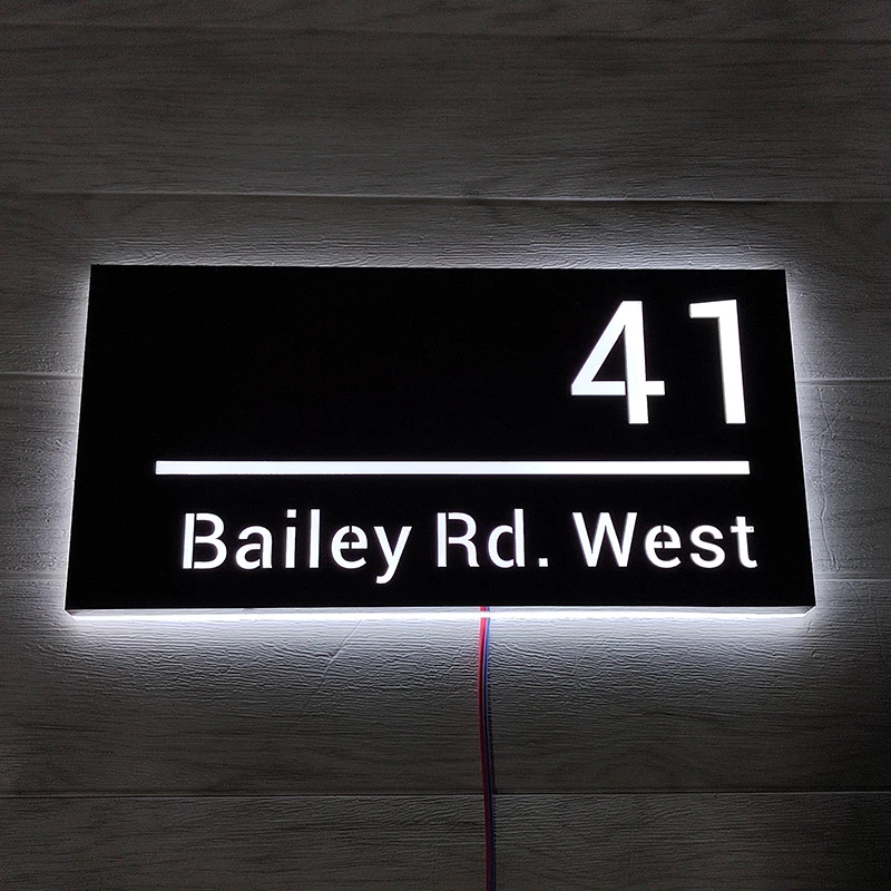 

Custom LED House Number Outdoor Waterproof Stainless Steel Sign Metal Door Plates Number Apartment Hotel Lighted Address Plaque