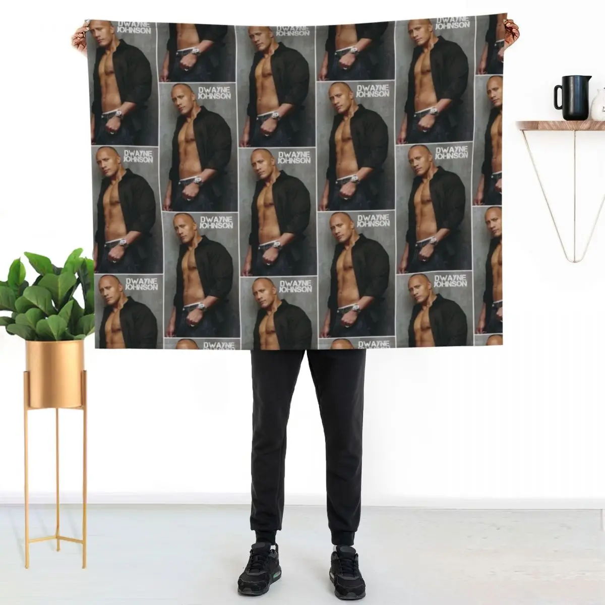 dwayne the rock johnson Throw Blanket Retros Plaid on the sofa halloween Blankets Sofas Of Decoration Sofas Furrys Blankets