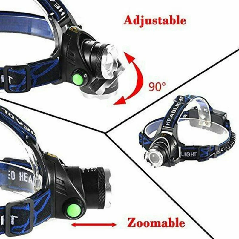 T6 Zoom Strong Light Headlight Outdoor Fishing Camping Emergency Headworn Mining Lamp USB Charging Induction Headlight