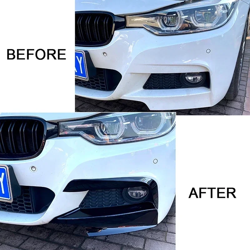 2Pcs Car Fog Light Grille Modification Front Bumper Splitter For BMW 3 Series F30 F31 M Pack 2013-2019