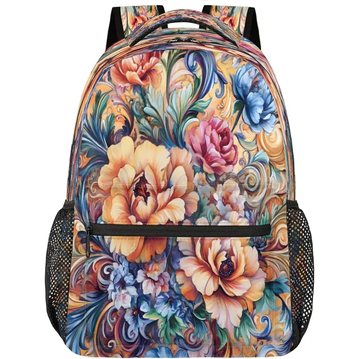 

School, Peony Color Laptop Backpack Water Resistant Bookbag for Casual Travel Hiking Camping Outdoor Daypack Shoulder Bag