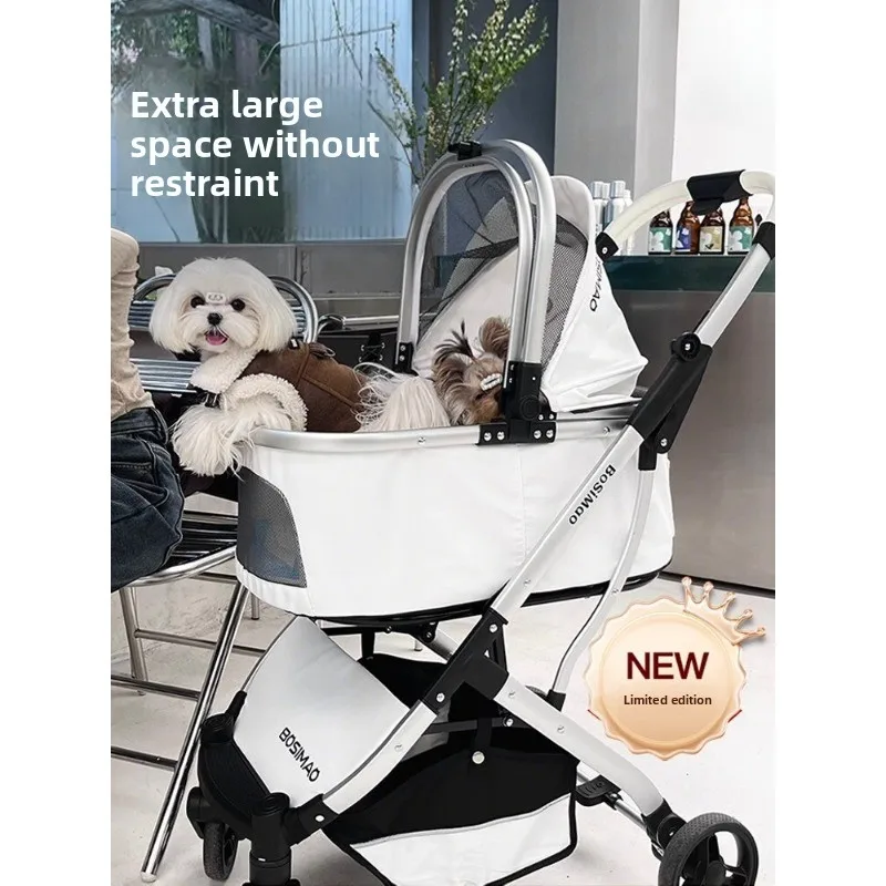 

Foldable Pet Stroller for Small Medium Dogs Cats Blue Lightweight Outdoor Pushcart