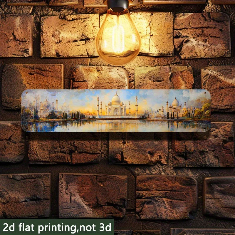 2D Flat Aluminum Sign Measuring Featuring High-Definition Artwork of The Taj Mahal.This Stunning And Lifelike Design Is Ideal