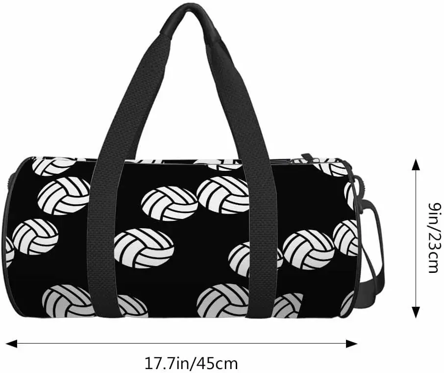 Volleyball Black Travel Duffel Bag Sport Symbol Lightweight Sports Tote Gym Bag Shoulder Weekender Overnight Bag for Men Women