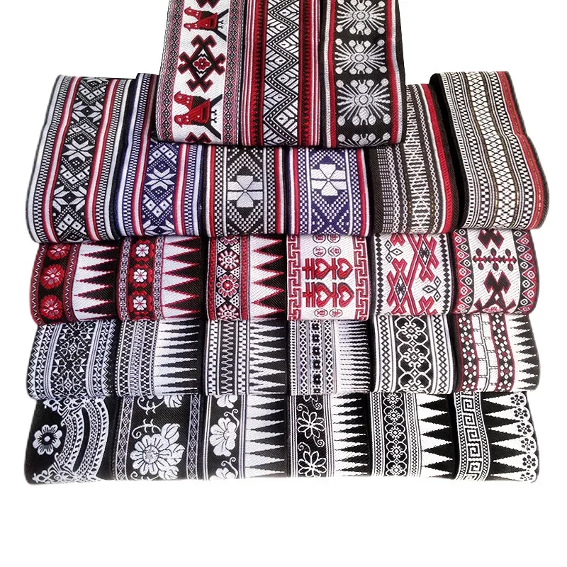 5cm Width Vintage Ethnic Embroidery Style Ribbon 7 Yard DIY Clothes Bag Accessories Embroidered Applique Sewing Craft Fabric