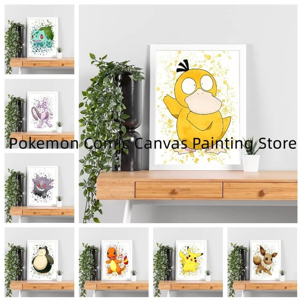 

Pokémon Pikachu Canvas Poster Wall Art Print Japanese Anime Decorative Painting for Kids Decoration Home Decor Gift for Friend