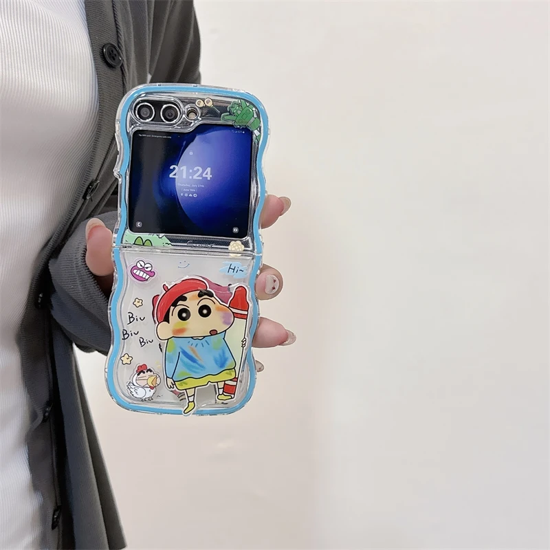 Cute Cartoon Japan Anime Crayon Shin chan Phone Case For Samsung Galaxy Z Flip 7 6 5 Case Soft TPU Back Cover For Z Flip 3 4