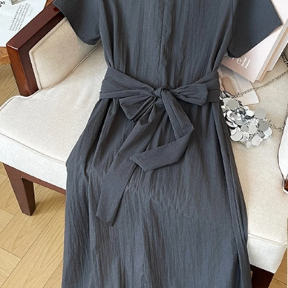 우아한 빈티지 우아한 크리스 크로스 느슨한 저녁 하이 스트리트 플러스 사이즈 의류 긴 드레스 여성 의류