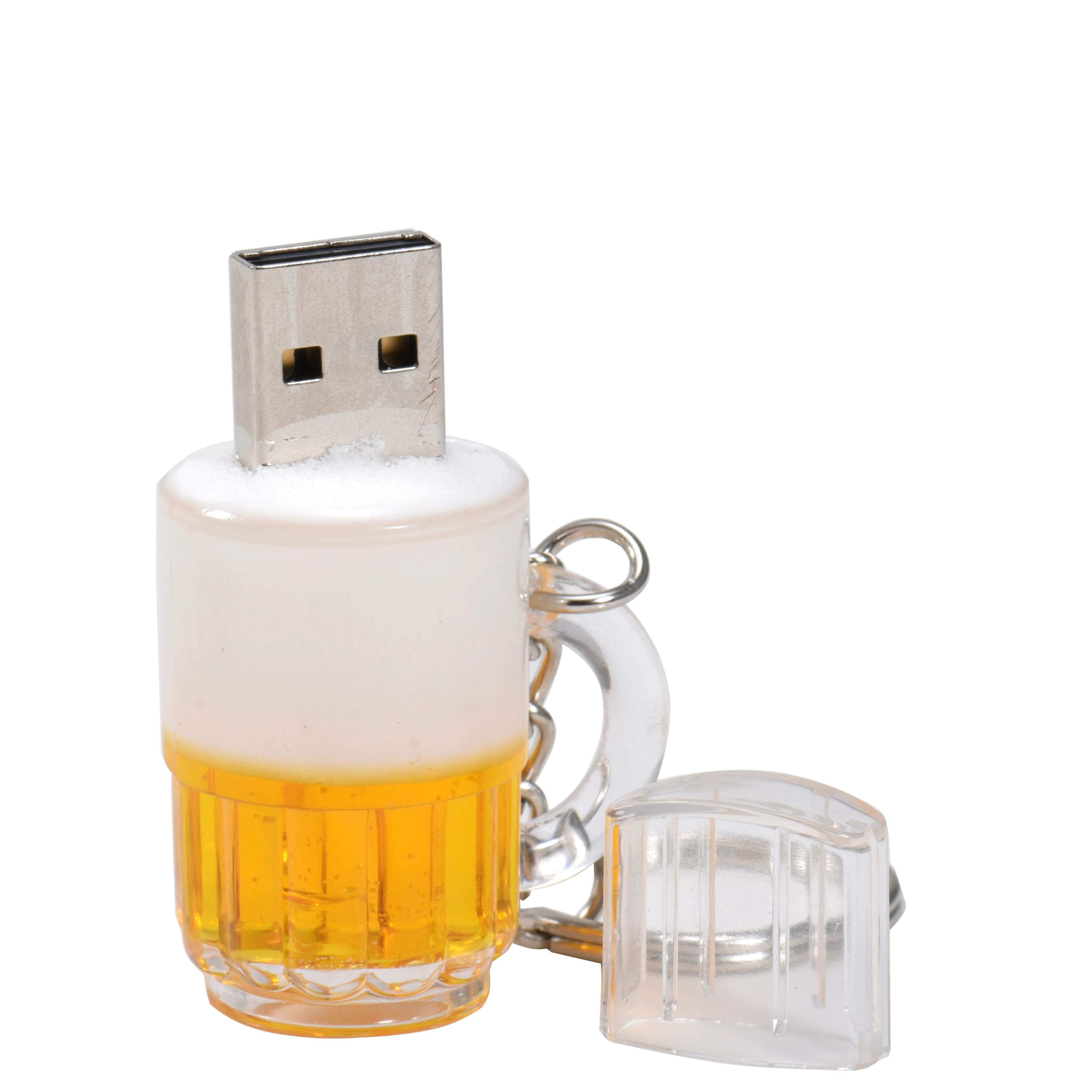 Beer Mug Model Pen Drive With Key Chain USB Flash Drives Plastic Real Capacity Memory Stick 64GB/32GB/16GB/8GB U Disk Pendrive