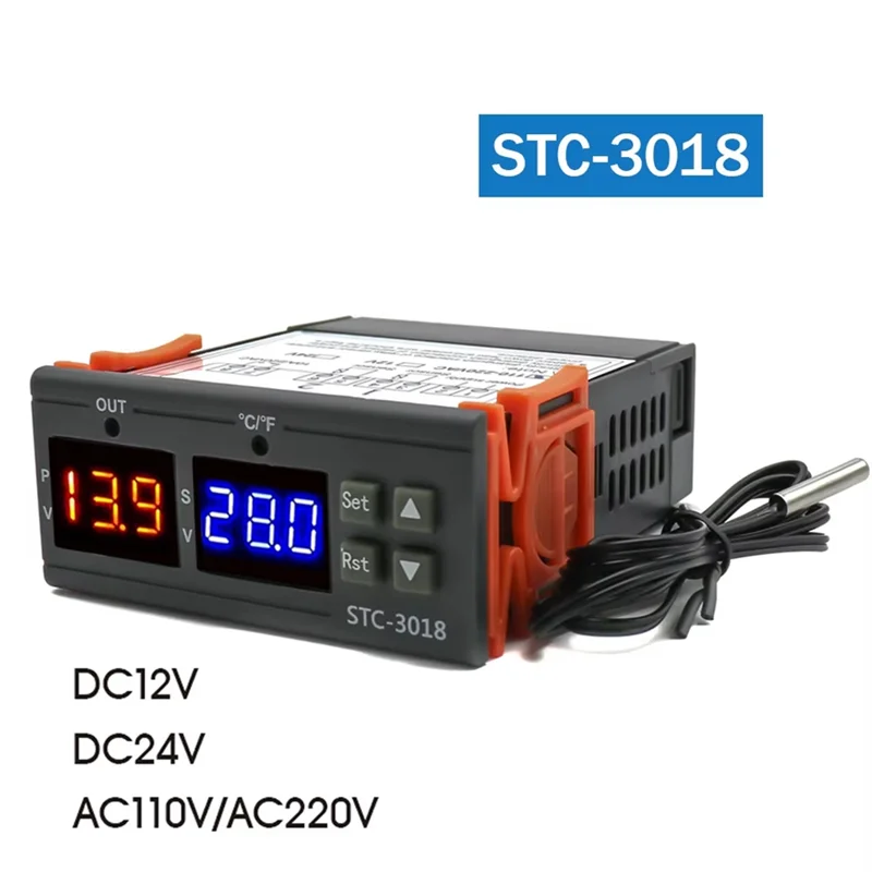 STC-3018 Dual Digital Temperature Controller Two Relay Output Thermoregulator Thermostat With Heater Cooler-AB52