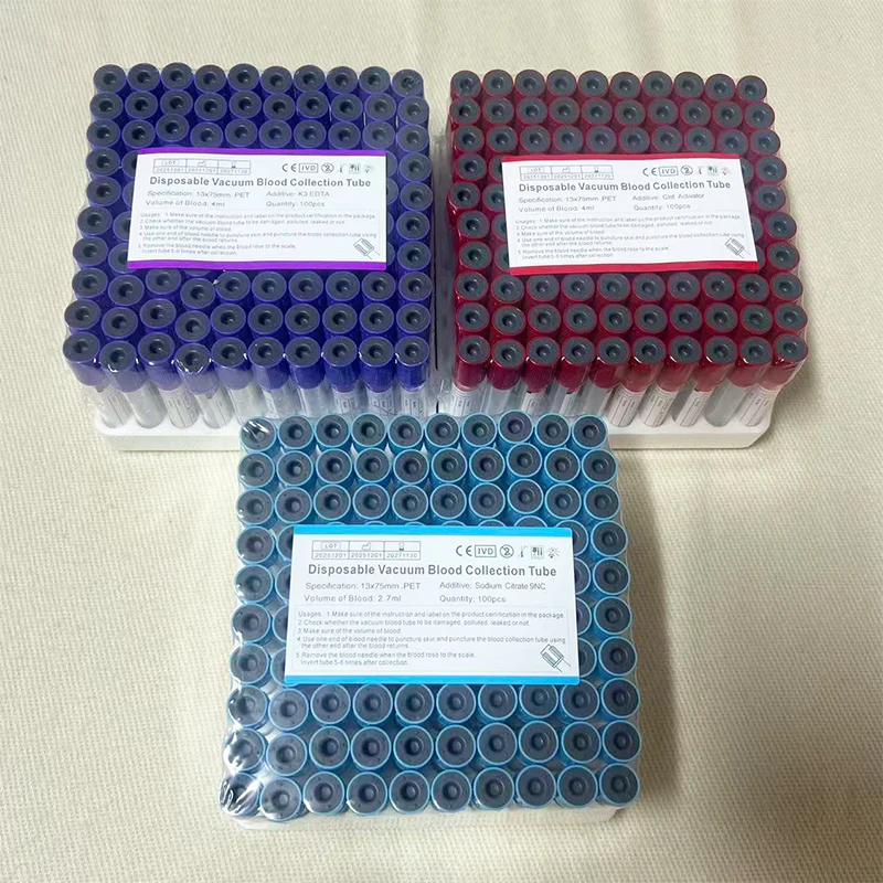 2.7ml/4ml Sterile Buffered Sodium Citrate 1：9 Blood Collection Coagulation Tubes 100pcs Plastic Tube Pet Animals Lab Supplies