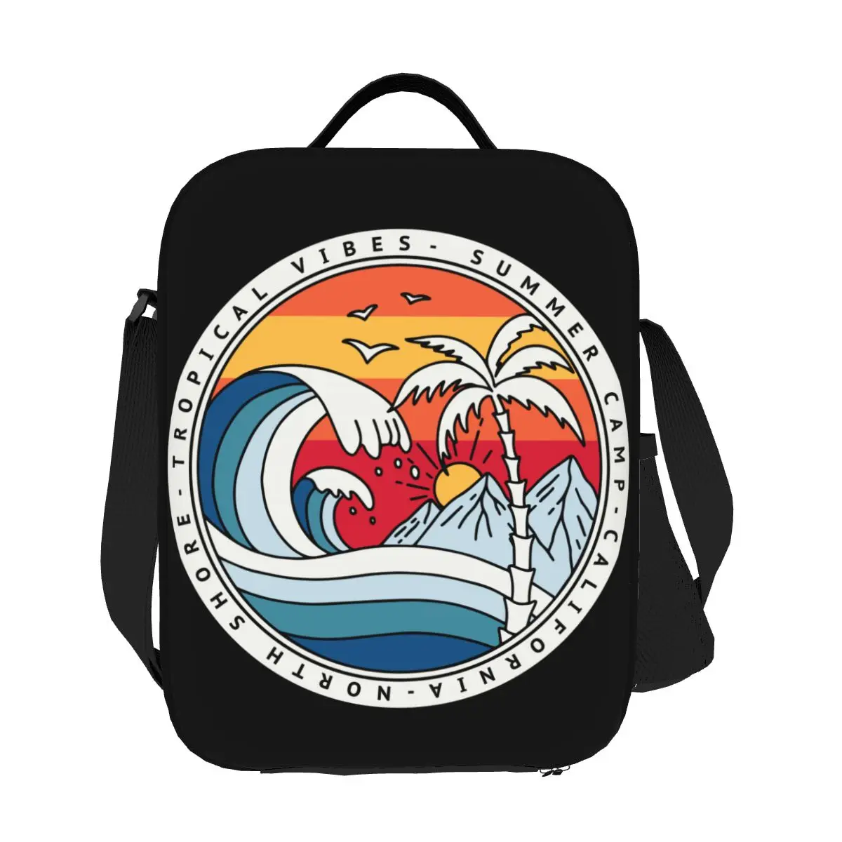 Custom California Strand Surfen Thermisch Geïsoleerde Lunch Tas Zomer Surfer Lunchcontainer Voor Picknick Opslag Bento Food Box