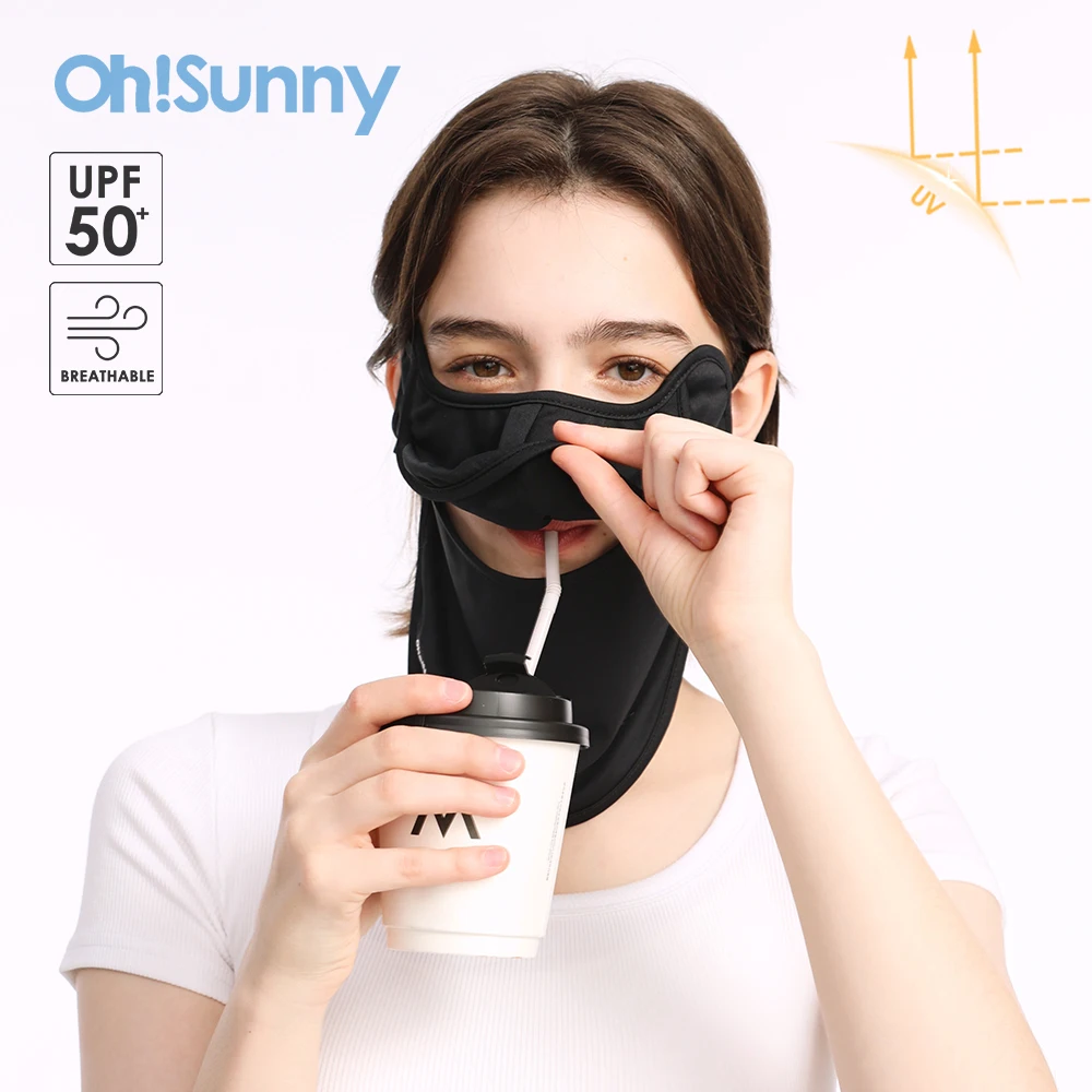 

Oh!sunny Sunscreen Mask Anti-UV UPF50+ Breathable Sun Protection Face Cover Anti-UVUV Extended Neck Sunshade Facial Guard