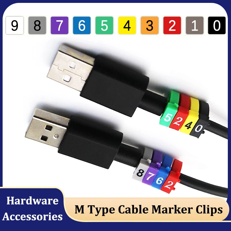 100/150pcs M Type Digital Number Tag Label Wire Numbering Marker Clips Sq1.5/2.5/4/6mm Network Line Marke 0 - 9 Arabic Numerals