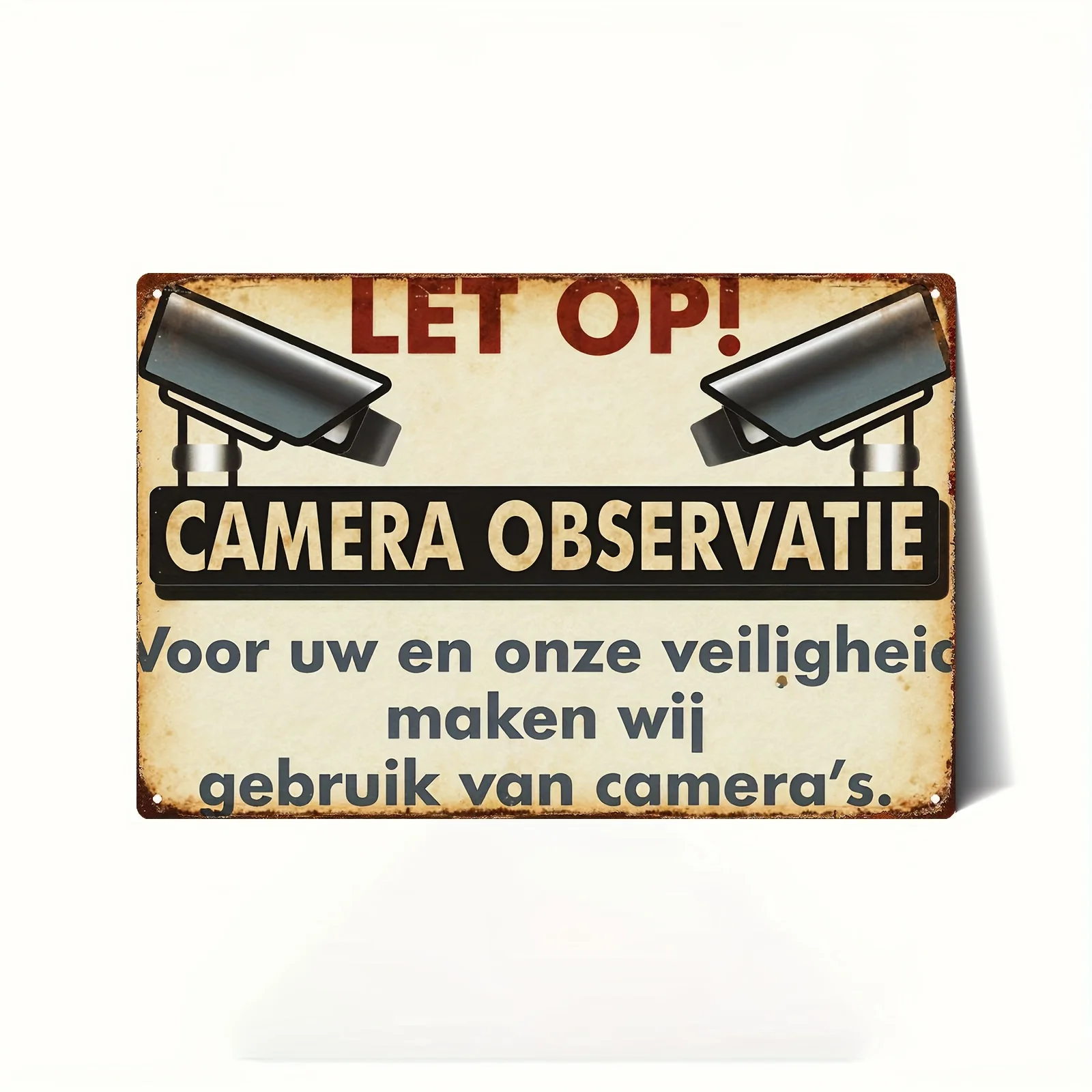 CCTV Security Camera Surveillance Metal Sign - Dutch Text 