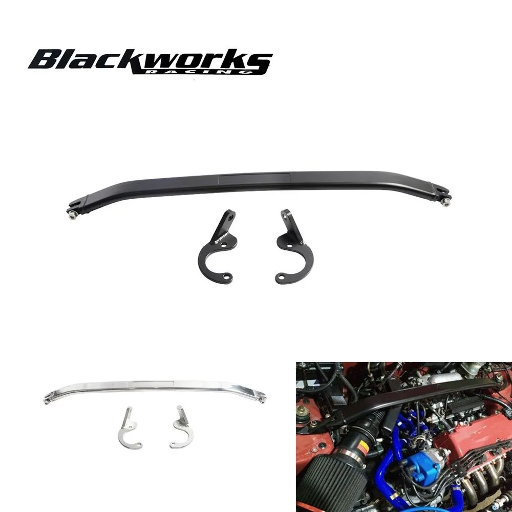 Car Front Top Strut Tie Bar Rear Strut Bar For Honda Civic 92-00 EG EK 93-97 for Del Sol 94-01 Integra DC2 Black Silver Aluminum