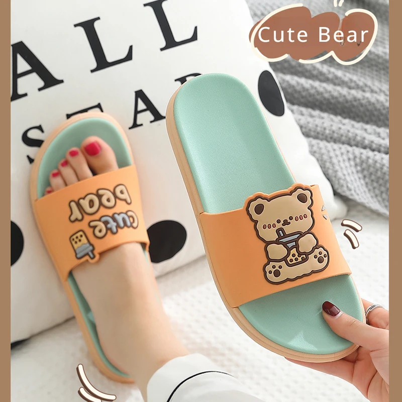 Funny Slipper Female Platform Cloud Woman Cartoon Bear Non Slip Flip Flop Slides Indoor Beach Men Women Summer Ladies Shoes Home