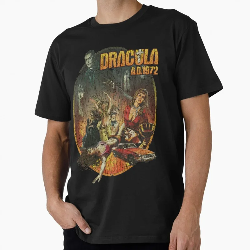

Dracula A.D. 1972 vampire1972 Horror films Scary Halloween Gift t shirt for fans Large size Tops 100% cotton Printed Clothes