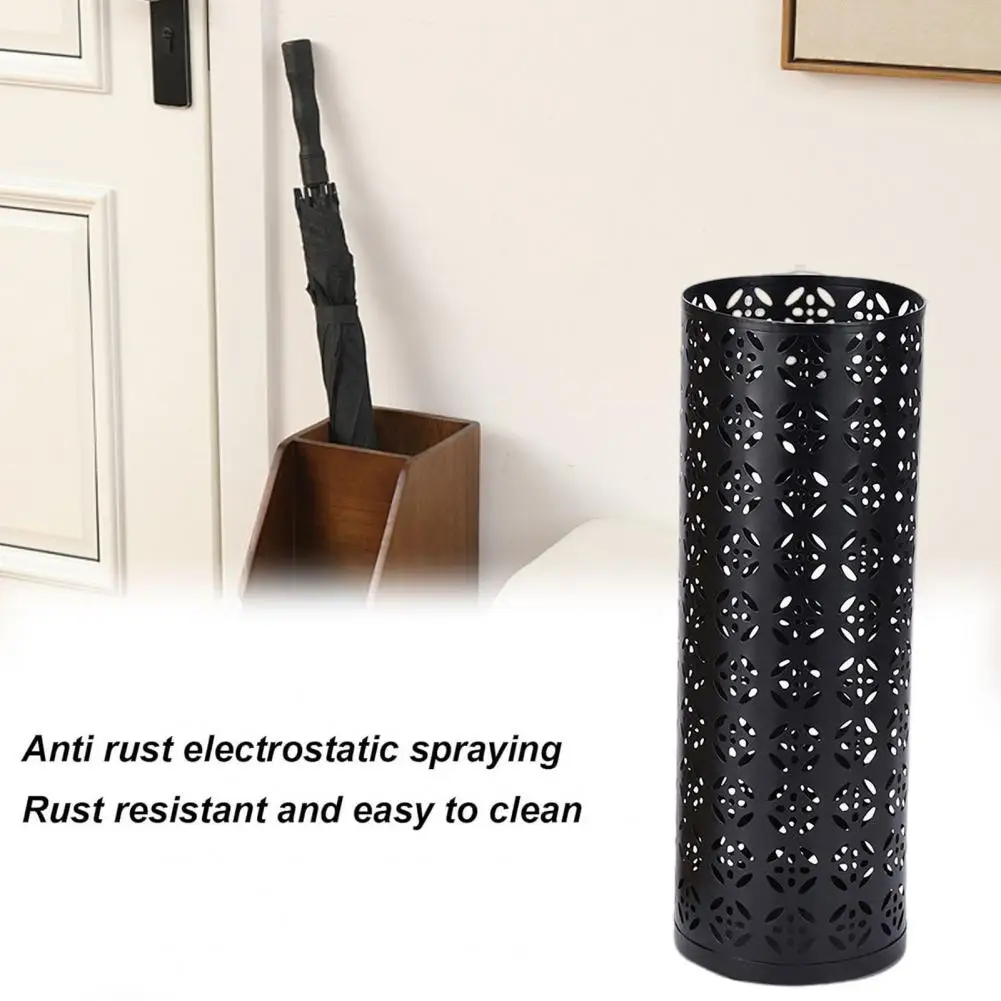 Umbrella Bucket Outdoor Round Umbrella Stand Rack Storage Holder Metal Umbrella Stand Rack with Compact Design Organizer Bin