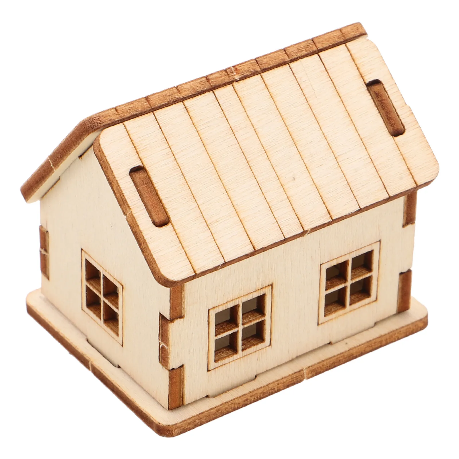 บ้านไม้จิ๋ว DIY ชุดตัวต่อ 3 มิติ บ้านไม้เปล่าสำหรับระบายสี ตกแต่งโต๊ะทรายได้อย่างลงตัว ของตกแต่งบ้านไม้ บ้านไม้ซุง