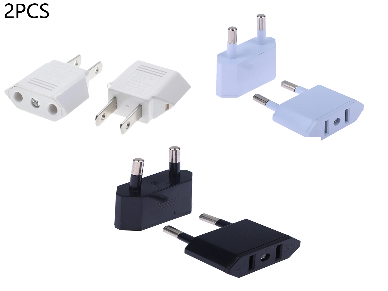 

2Piece EU to US US TO EU Plug Adapter for China Japan and US AC Plug Sockets for Travelling-Converts Power