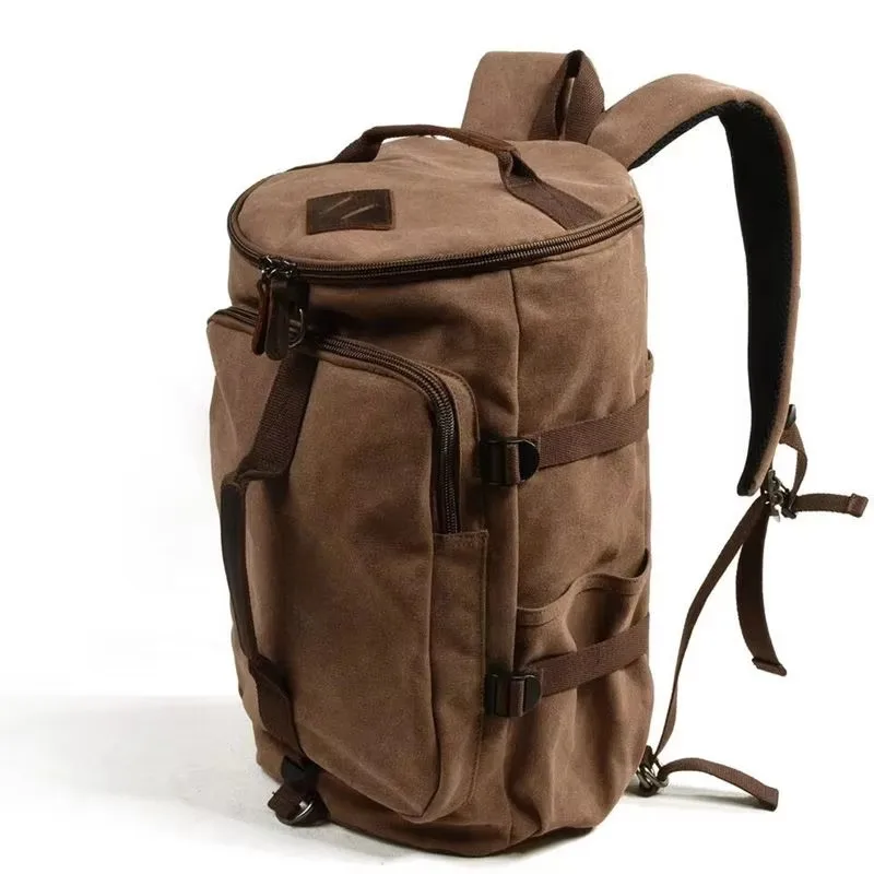 

Vintage Canvas Backpack Men Convertible Hand Bag Multifunction Luggage Weekend Duffel Pack for Hiking Work Daily Casual Daypack