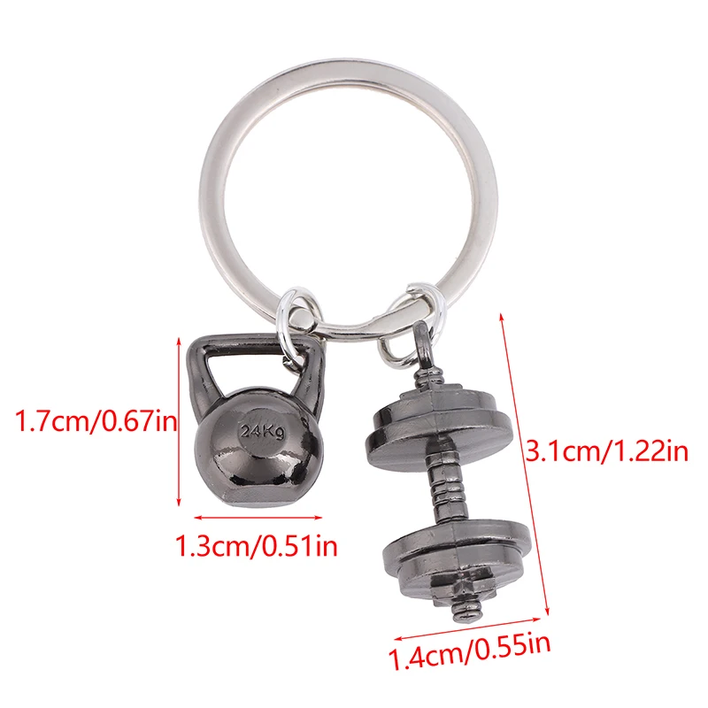 Mini-Hantel-Schlüsselanhänger aus Metall für Männer, Doppelhantel, Fitness-Promotion, kleines Geschenk, Zubehör zum Aufhängen am Rucksack oder Schlüsselbund – Detail 9