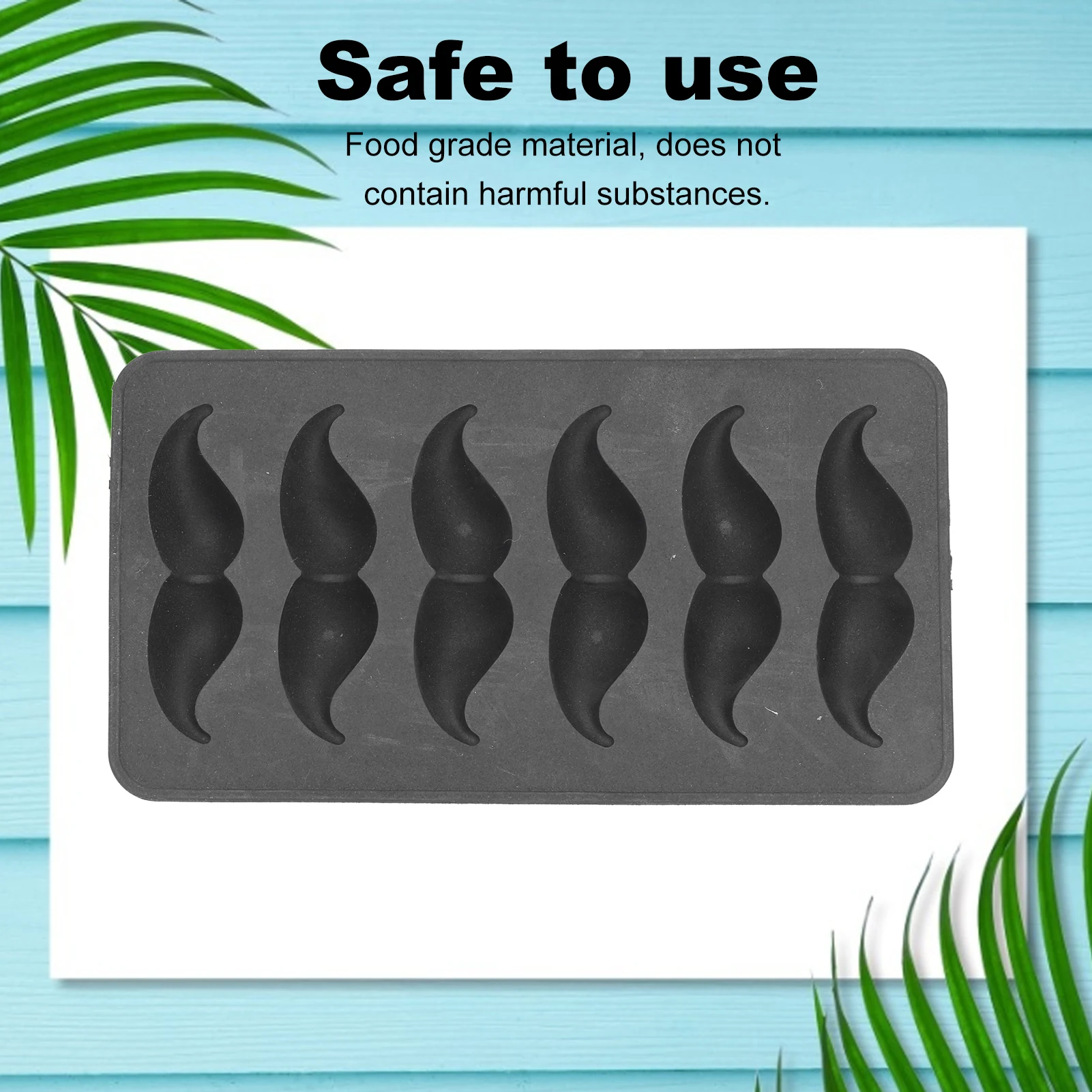 1 قطعة قالب سيليكون على شكل شارب مرن غير لاصق علبة ثلج سهلة الإصدار نظيفة للمنزل الصيف المطبخ المشروبات دائم أسود #2