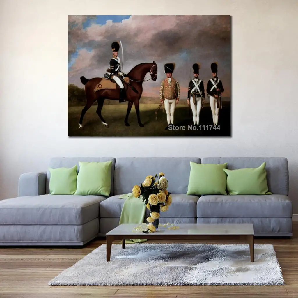 

Horse Art Soldiers of The 10Th Dragoon Regiment George Stubbs Painting High Quality Hand Painted