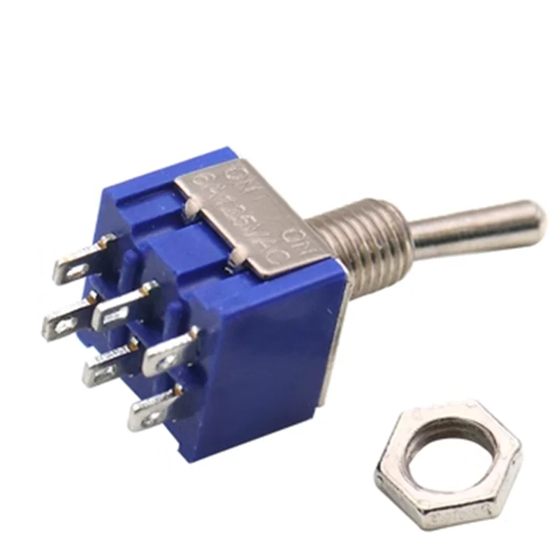 5pcs Miniature Lever Toggle Switch Single Pole Double Throw ON-OFF-ON /ON-ON 120VAC 6A Mounting MTS-102 103 202 203