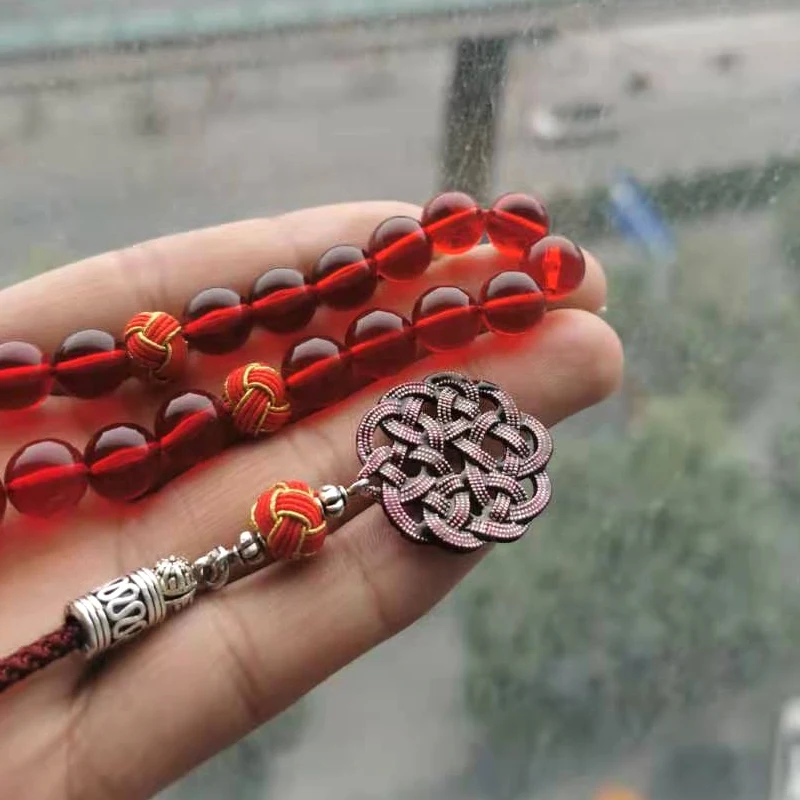 تسبيح الراتنج الأحمر 33 45 51 66 99 سبحة صلاة أساور إسلامية مسبحة رمضان العربية اكسسوارات هدية العيد مسبحة