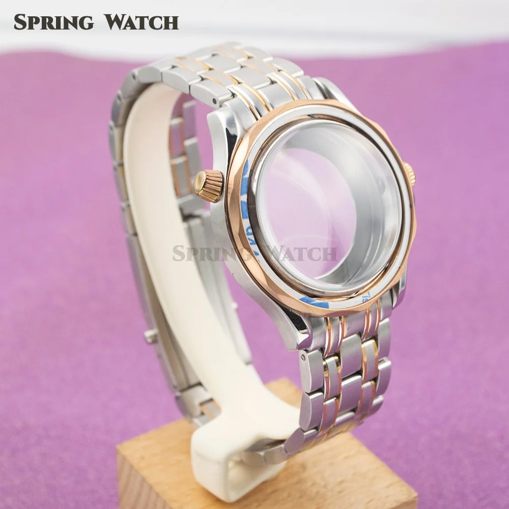 Stainless Steel Watch Case Strap NH35 Watchcase Sapphire Glass for Seamaster 300 Case 10ATM Waterproof fit NH35 NH36 Movement
