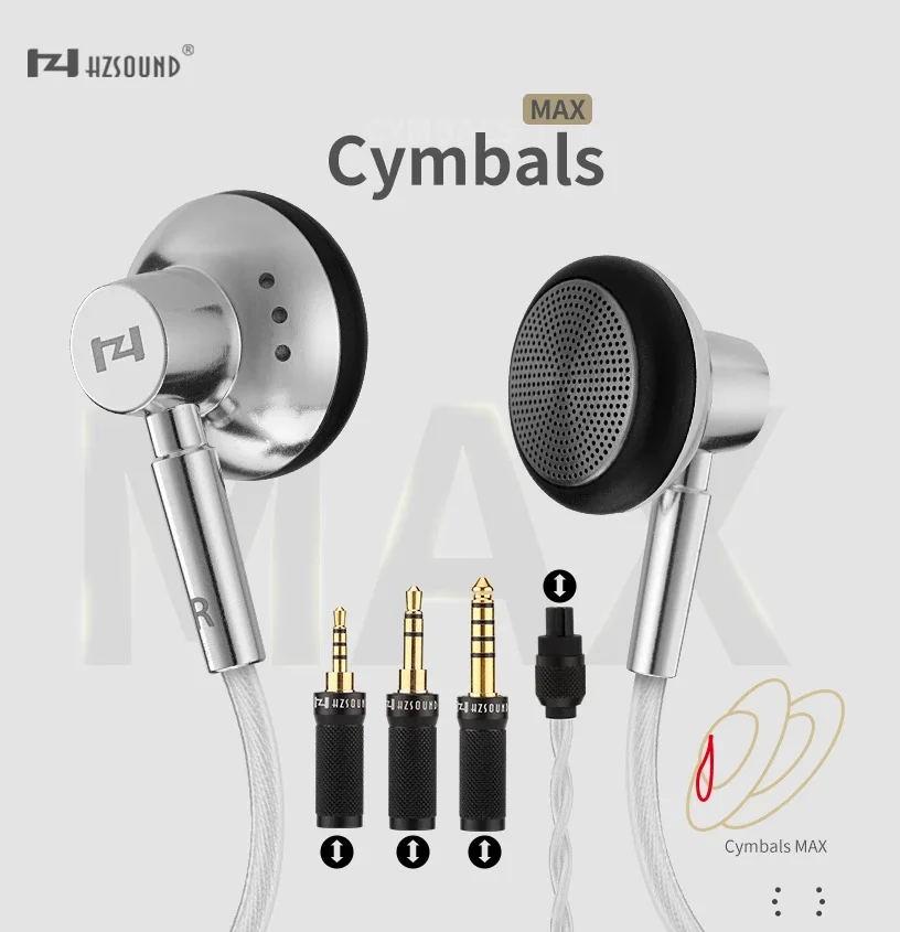 Hzsound Cymbals Max Wired Earphones 15.4mm Driver Unit High Puriyt Oxygeb-free Copper+Silver Plated OFC Wires Hifi Headphone kz