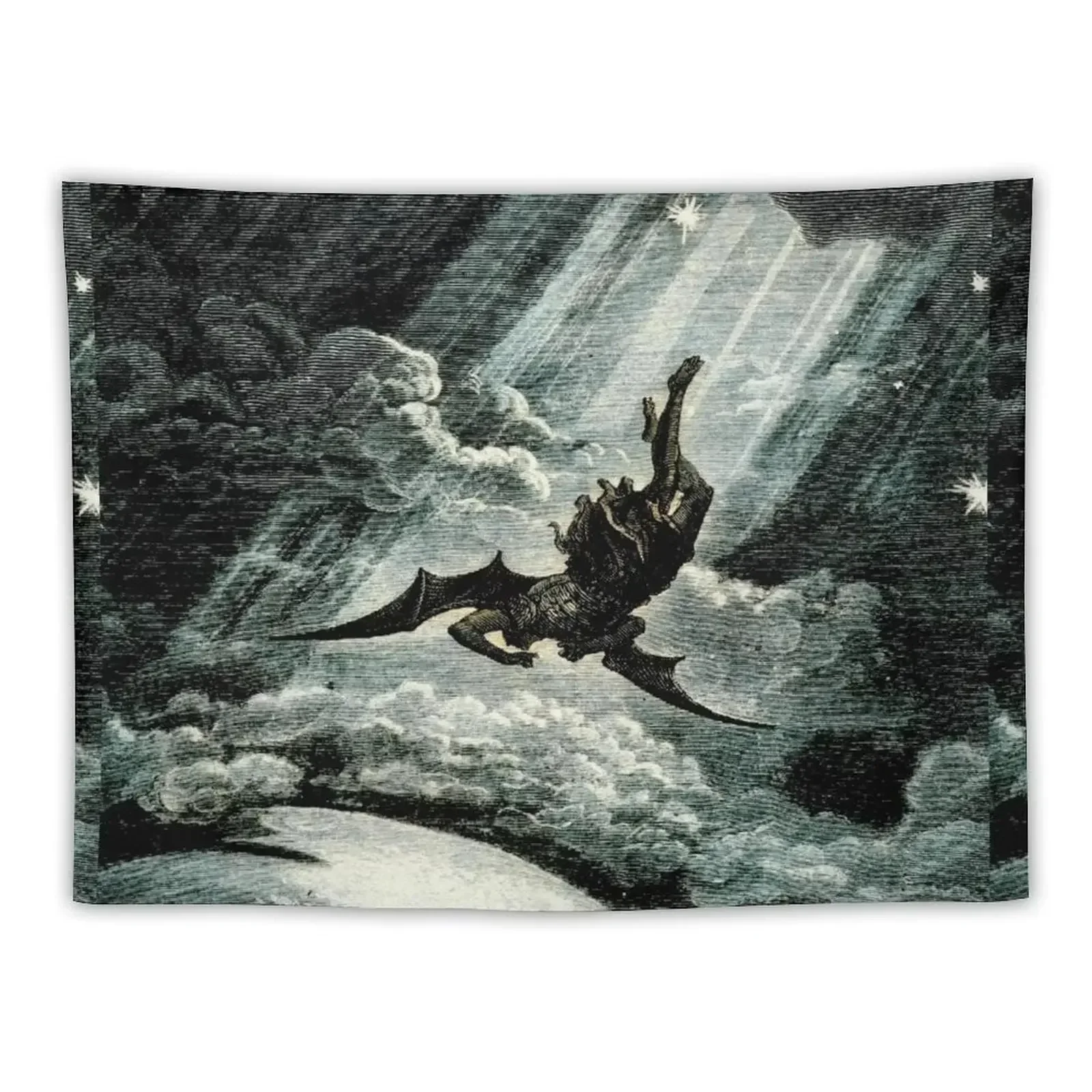 

The Falling Angel - Gustave Dore Engraving Tapestry Wall Art Home Decor Accessories Tapestry